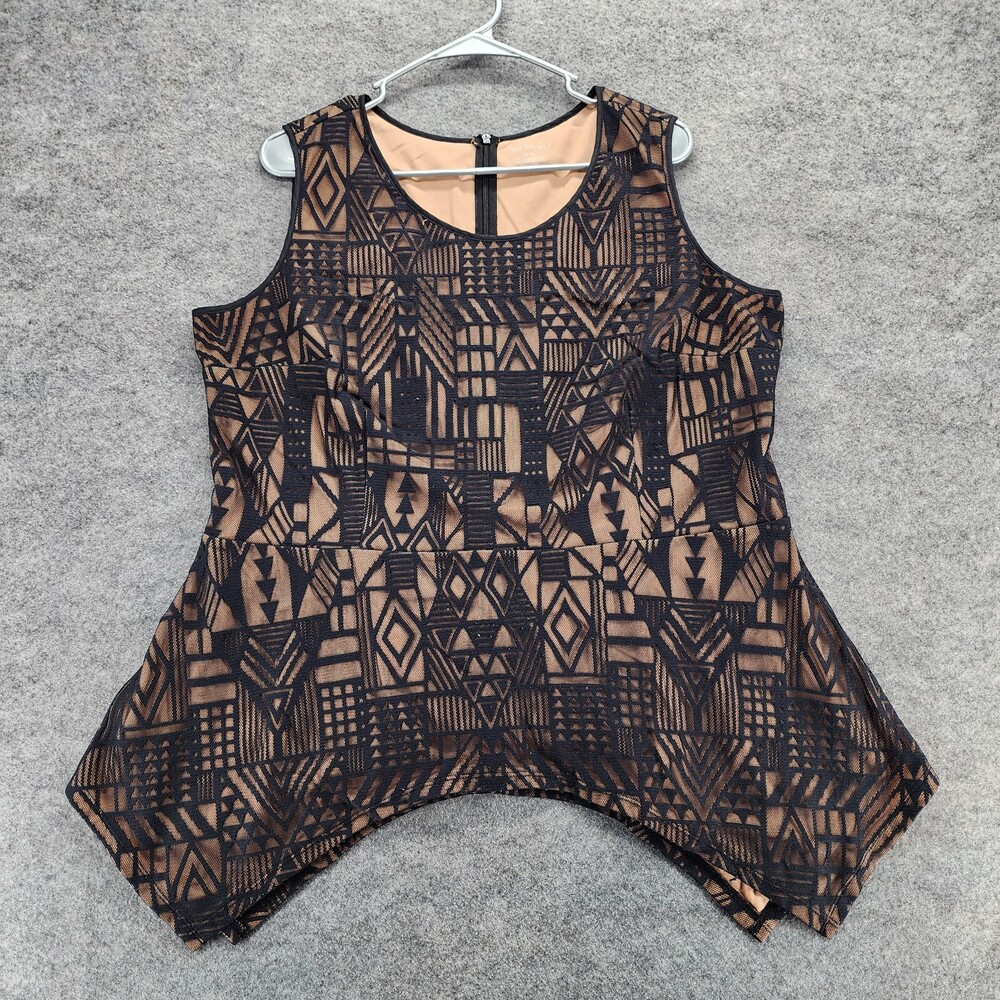 Lane Bryant Shirt Womens 18/20 Sleeveless Black Beige Tank Top